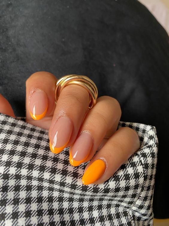 12. Yellow/Orange French Nails