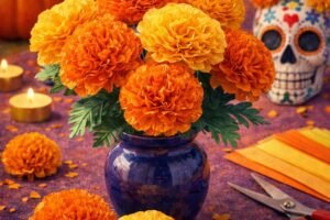 DIY Paper Marigold for Autumn and Day of the Dead