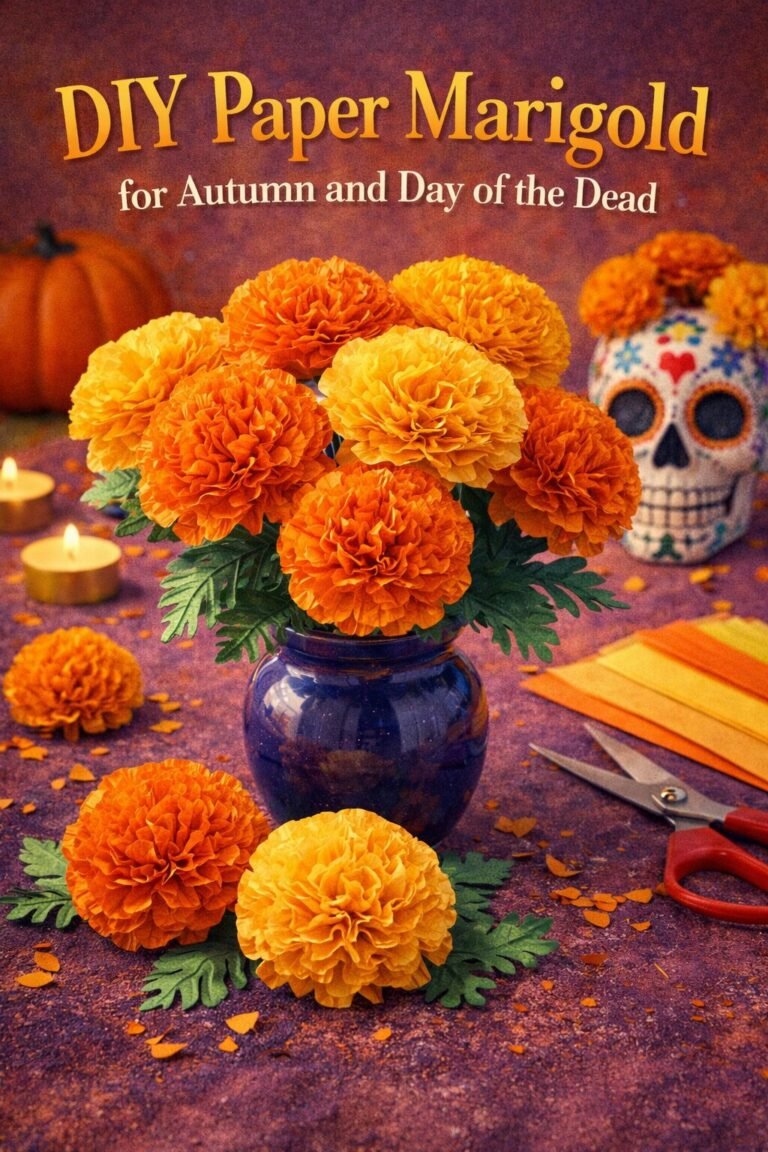 DIY Paper Marigold for Autumn and Day of the Dead