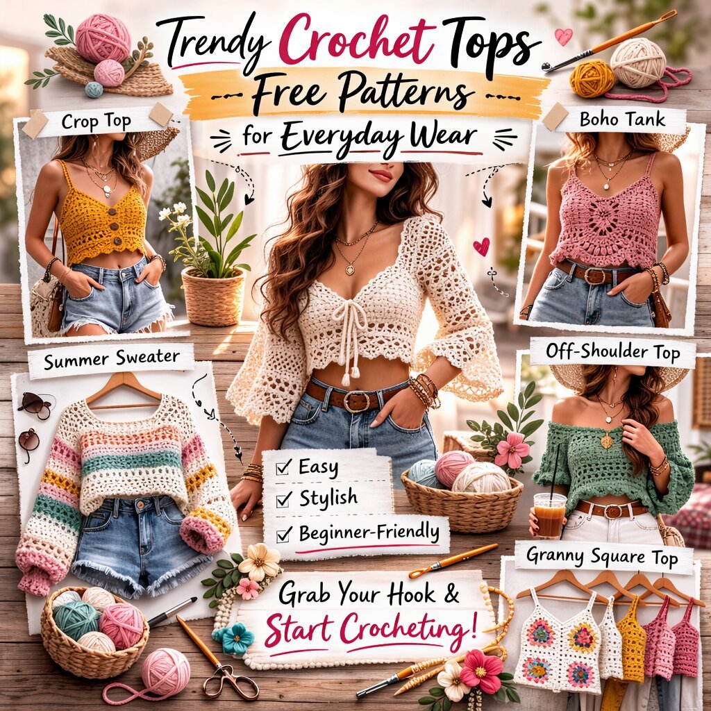 28 Trendy Crochet Tops Free Patterns for Everyday Wear