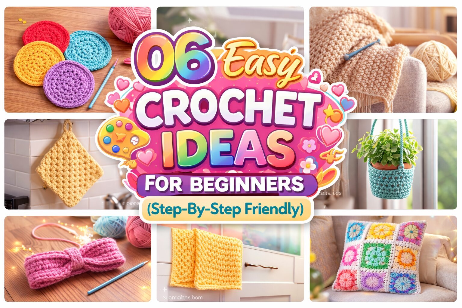06 Easy Crochet Ideas for Beginners (Step-By-Step Friendly)
